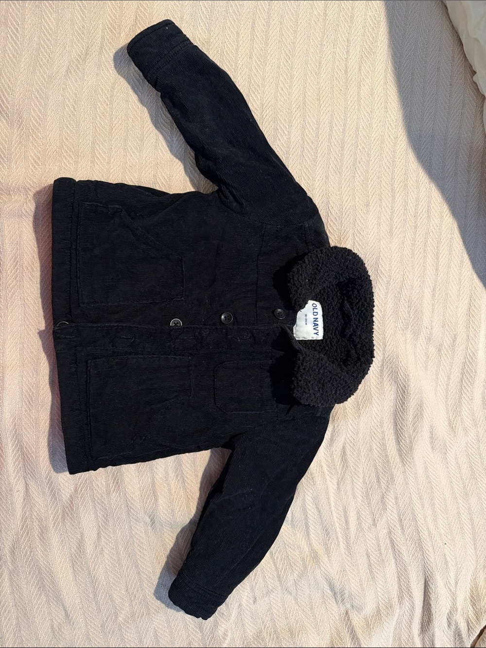 Old Navy Black Sherpa-Collar Corduroy Kids Jacket